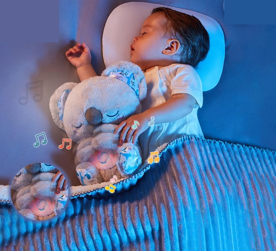 AUBY śpiący MIŚ KOALA ruszający się brzuszek, kołysanki, światełko 25 cm – zdjęcie produktu 3