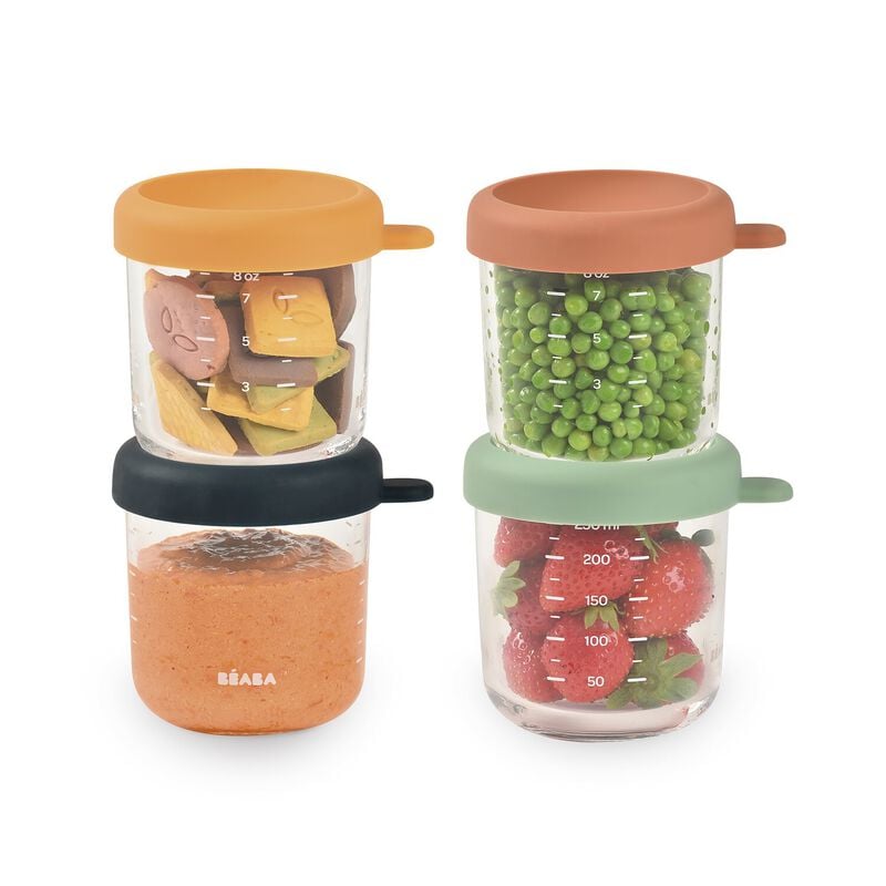 Béaba Sunrise glass food containers with lids 250ml x4
