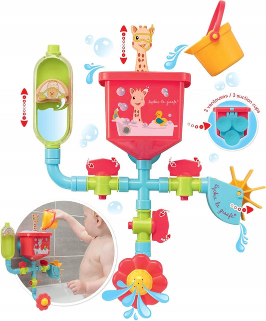 SOPHIE LA GIRAFE jouets de bain avec ventouses, tubes, moulin, arrosoir