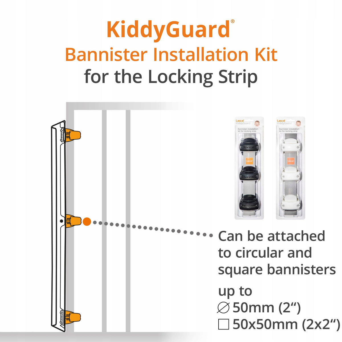 LASCAL KiddyGuard kit pour rampe d’escalier pour sangle de fermeture 14-50 mm