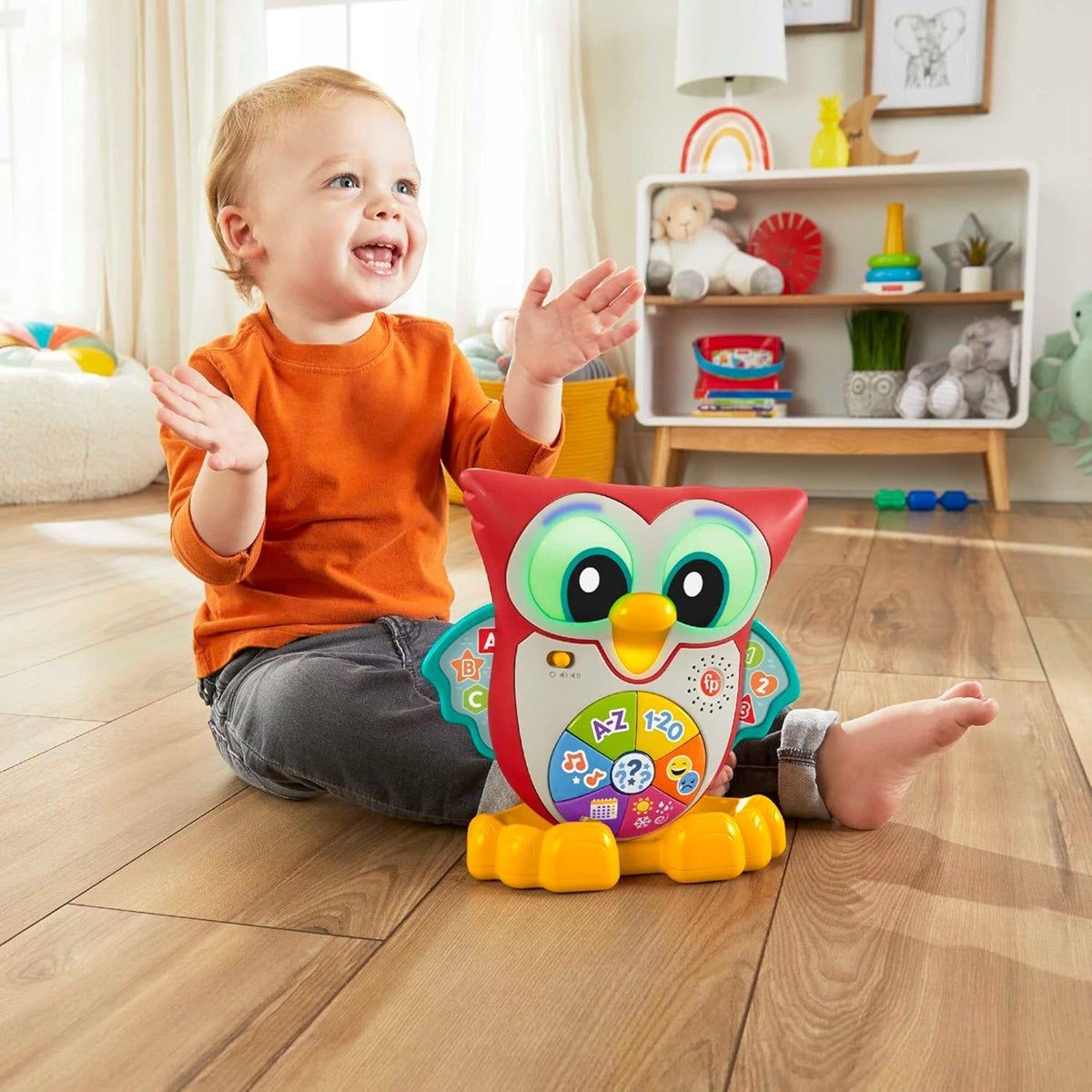 FISHER-PRICE hibou interactif lumières 90 mélodies phrases FRANÇAIS 18 m+