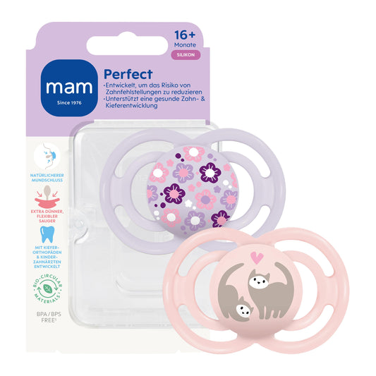 Sucette physiologique en silicone MAM Perfect 16 mois et plus x2