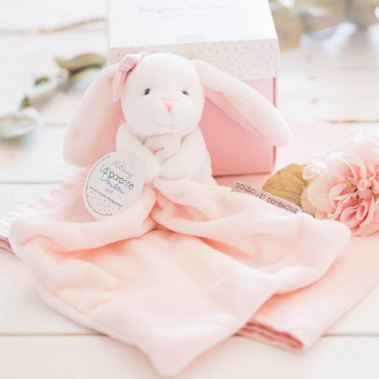 DOUDOU ET COMPAGNIE komfortfilt gosleksak KANIN 17 x 17 cm