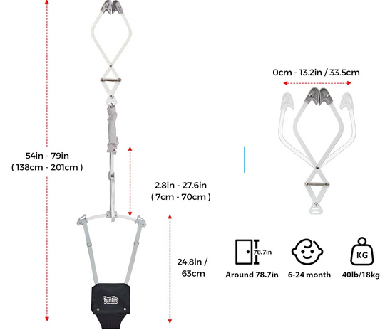 FUNLIO Hop sauteur de porte 6-24 mois jusqu'à 18 kg