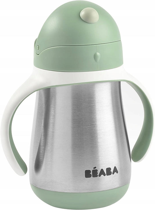 BEABA spillfri kopp med sugrör STÅL 250 ml
