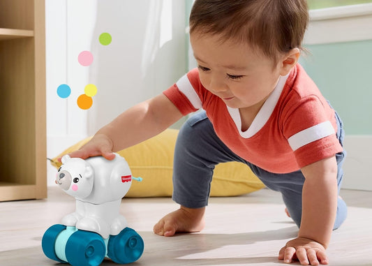 FISHER-PRICE ours polaire roulant sensoriel pour apprendre à ramper 9 mois+