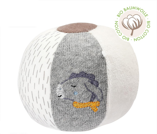FEHN Natur balle en coton avec hochet 9 x 10 cm OURS et ÂNE