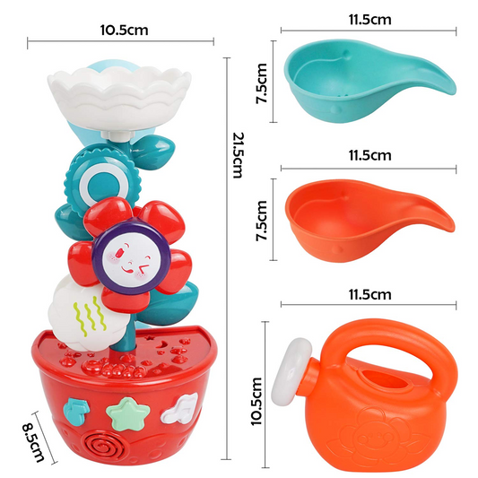 MOZOOSON jouet de bain fleur 21,5 cm + arrosoir et entonnoirs