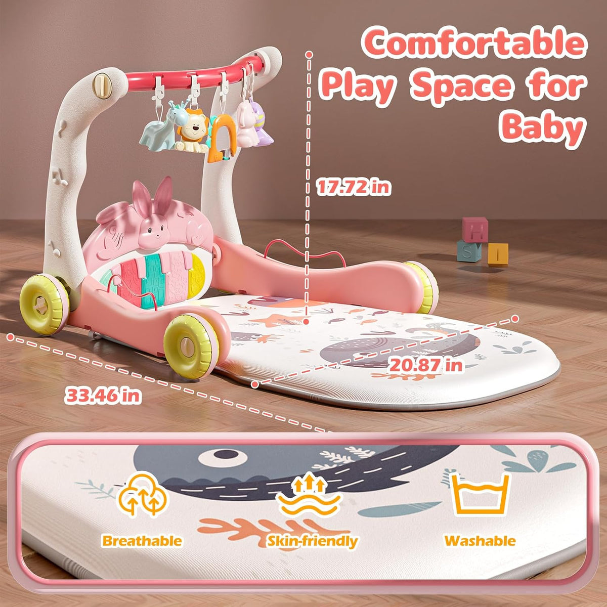 CUTE STONE mata edukacyjna z pianinkiem 0-36 msc