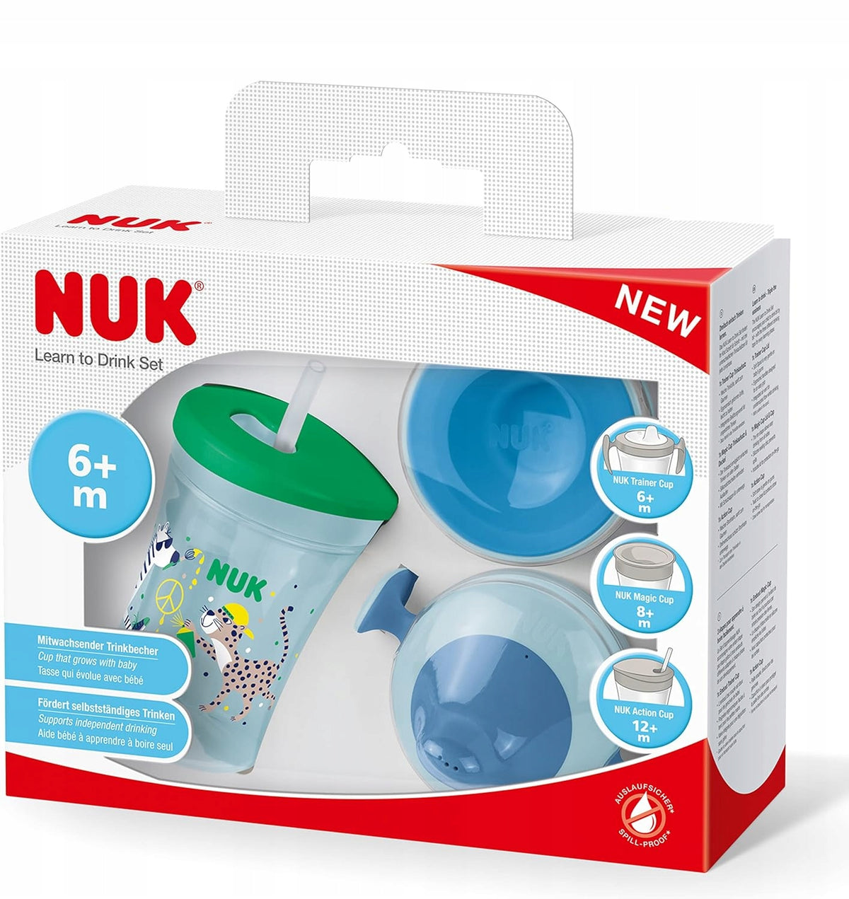 NUK drinkleerset beker + 3 mondstukken