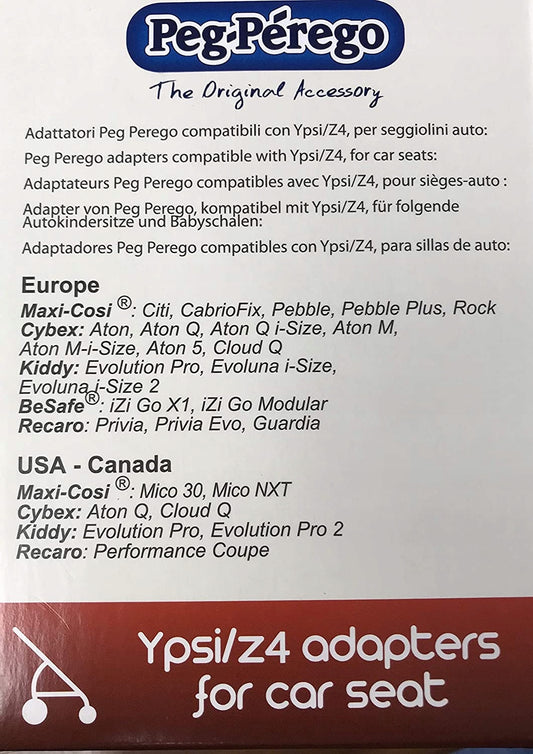 PEG-PEREGO adaptery wózek YPSI/Z4 fotele w opisie – czarne adaptery do fotelików samochodowych Peg Perego