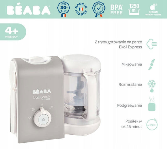 BEABA Babycook Express 4en1 cuiseur vapeur, mixeur, décongélateur, chauffe-biberon