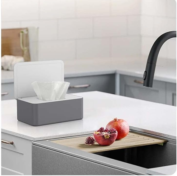 TISSUE BOXcolour white and greywidth 12.7 cm, length 21 cm, height 10.1 cmmaterials plastic