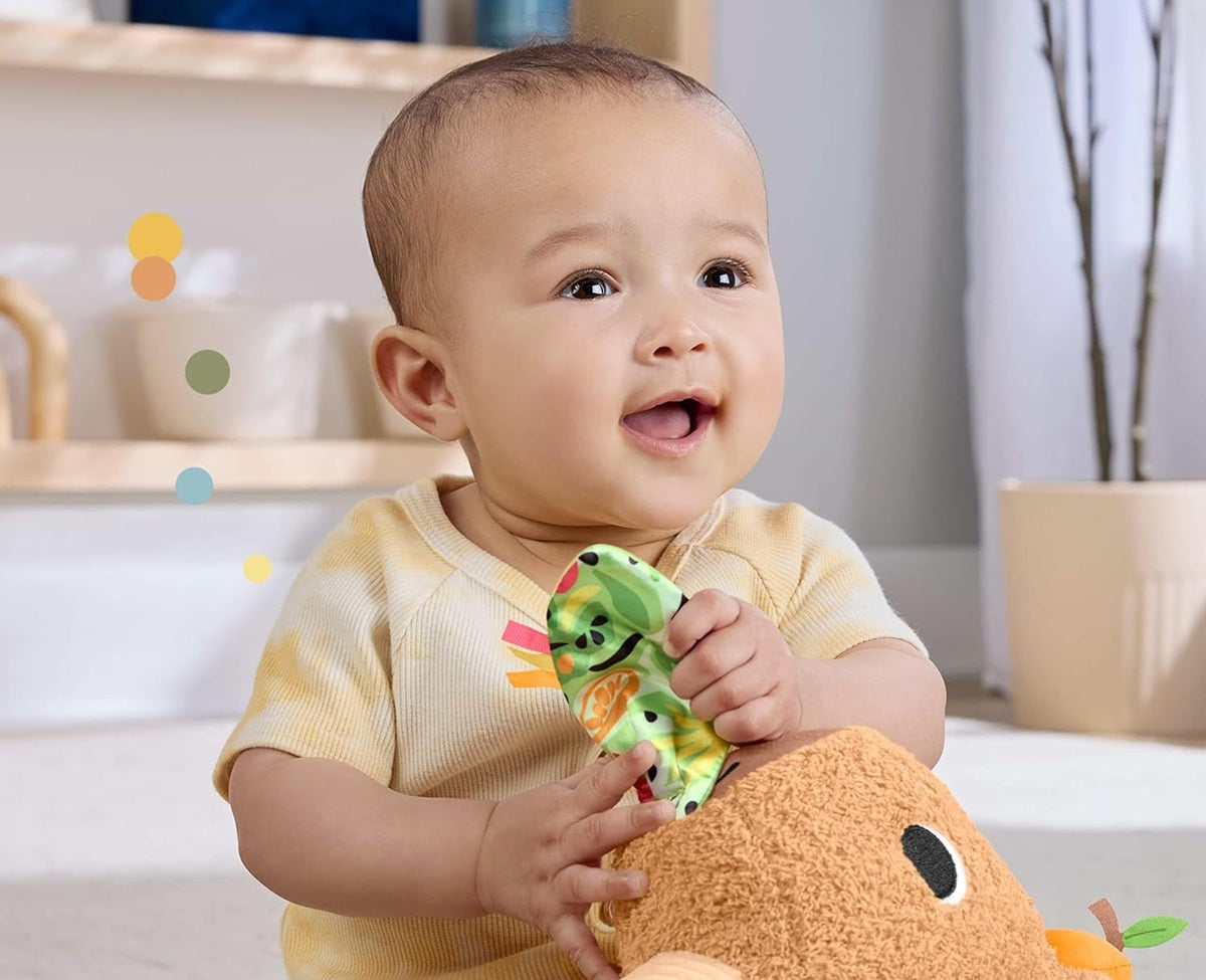 FISHER-PRICE pluszowa sensoryczna kapibara z gryzakiem i grzechotką 23,5 cm