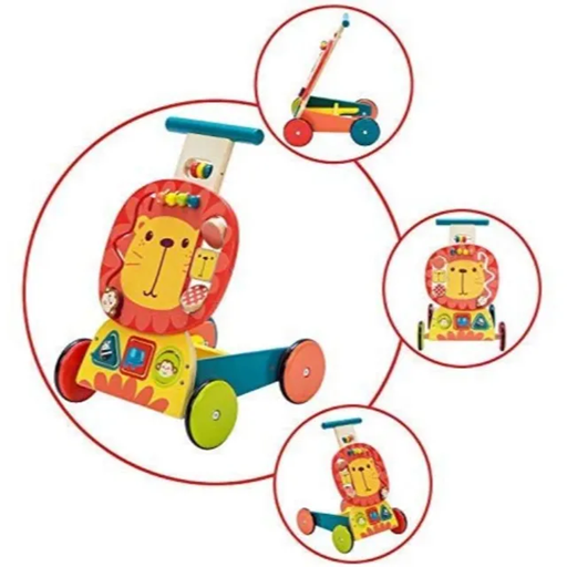 LABEBE chariot de marche en bois LION 34 x 30,5 x 44,5 cm 1-3 ans