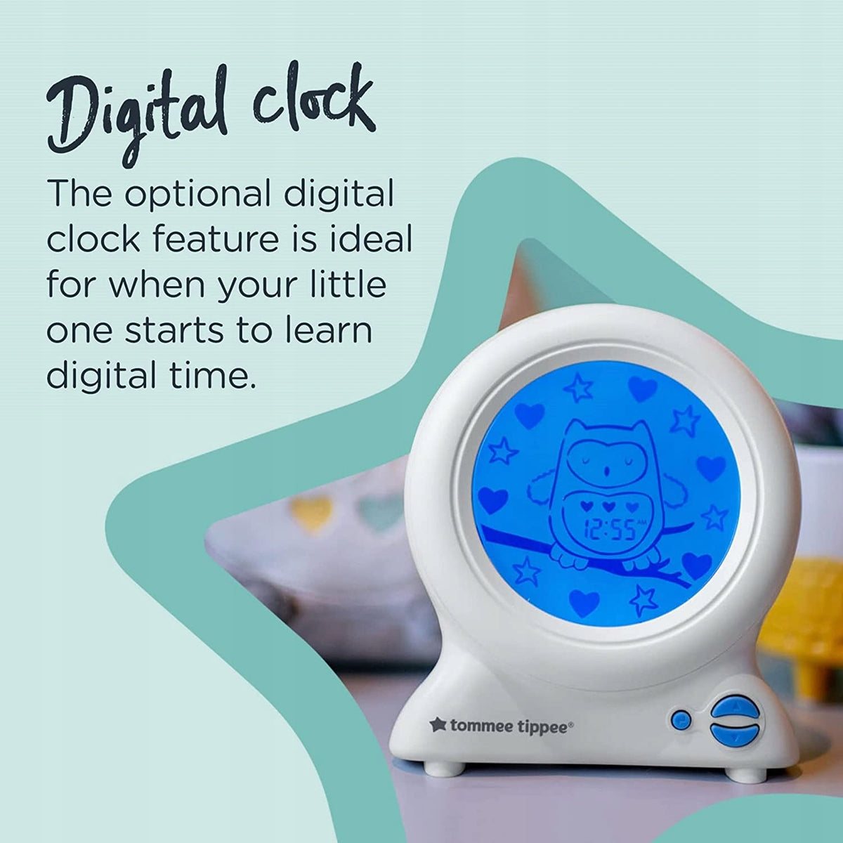 TOMMEE TIPPEE Groclock zegar trener snu 24m+ cyfrowy zegar dla dzieci z niebieskim wyświetlaczem