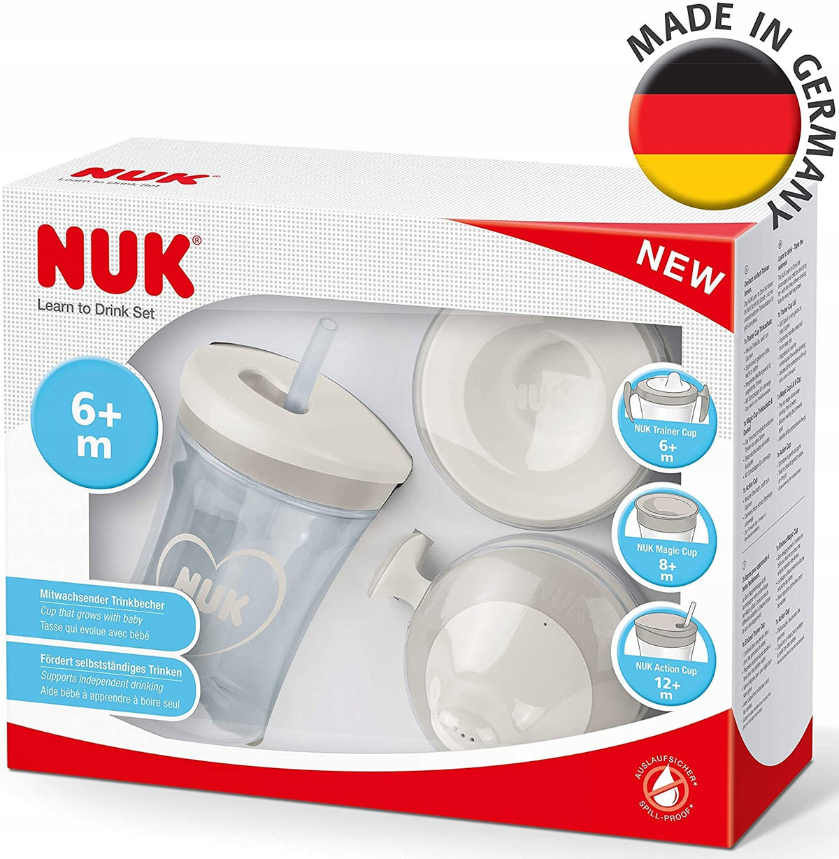 NUK ivástanuló készlet, pohár + 3 itatófej