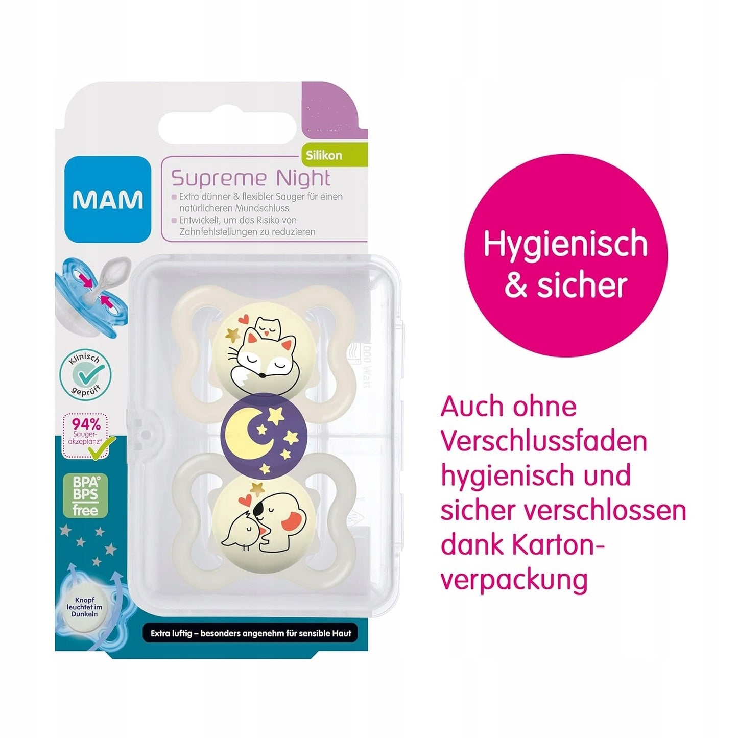 MAM Supreme Night Silikon-Schnuller 0–6 Monate – Produktbild 5