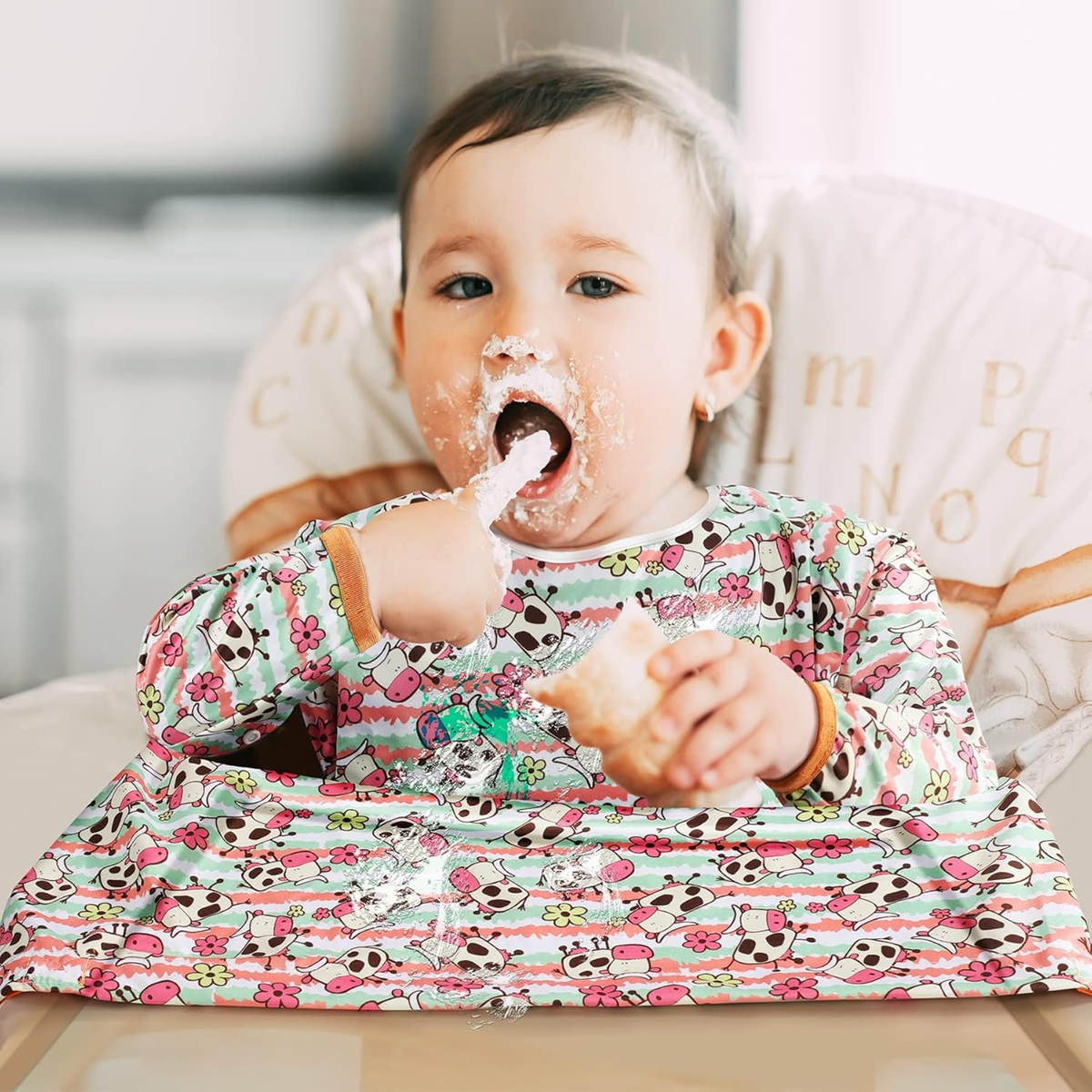 LENBEST Bavoirs Bébé imperméable tablier avec manches 6 m+
