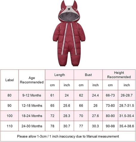 JIAMY combinaison d'hiver avec capuche 24-30 mois
