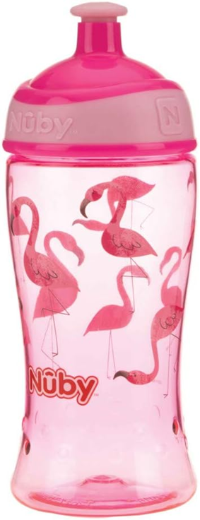 NUBY Pop-Up Sipper tritanowy bidon kubek niekapek 360 ml 3 lata+ FLAMING