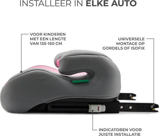 Kinderkraft I-BOOST podstawka samochodowa 135-150 cm, fotelik dla dziecka z montażem Isofix i pasami
