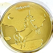 BRADOC Fogtündér aranyozott fémérme párna alá, 4 cm, EGYSZARVÚ