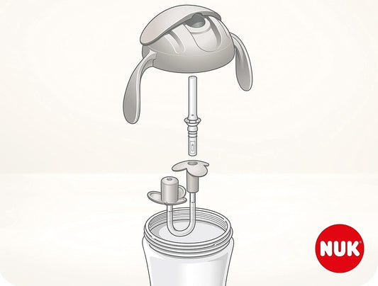 NUK Motion Cup NIEKAPEK z elastyczną słomką 8 m+ kubek z uchwytami i osłonką, łatwy do czyszczenia