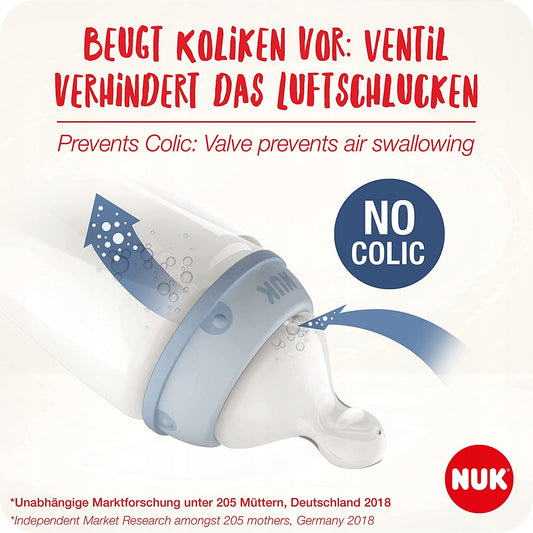 NUK zestaw NO COLIC 4 butelki koszyk KONTROLA TEMP