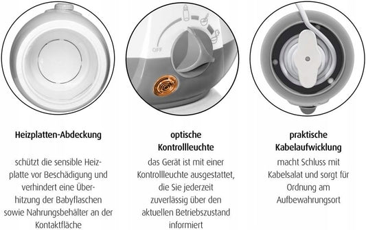 REER SIMPLY HOT podgrzewacz do butelek i słoiczków z pokrywą płyty grzewczej i kontrolką