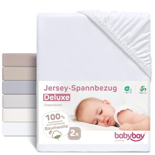 BABYBAY Deluxe draps-housses en jersey 89x50 cm blancs 2 pièces