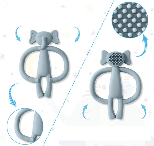 VICLOON anneaux de dentition en silicone massants 3 m+ ÉLÉPHANTS 2 pièces