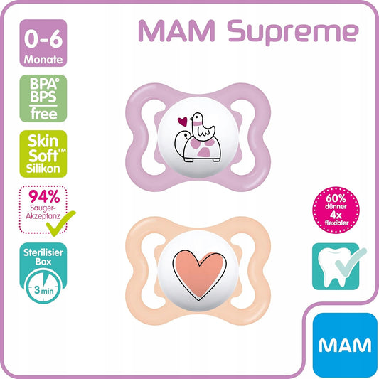 MAM SUPREME chupeta de silicone 0-6m x2