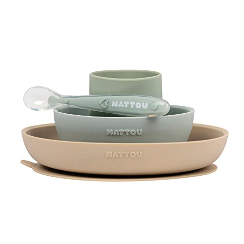 NATTOU set repas en silicone 4 pièces