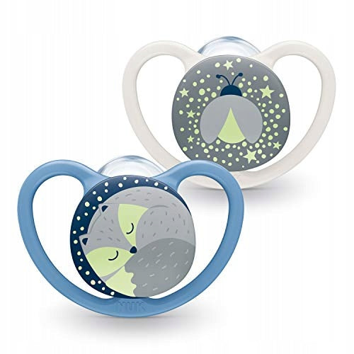 NUK Space Night chupeta calmante silicone x2 0-6m +caixa