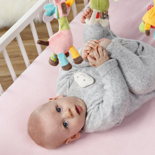 FEHN Safari KARUZELA do łóżeczka - kolorowa karuzela z miękkimi zawieszkami dla niemowląt 0-5 m