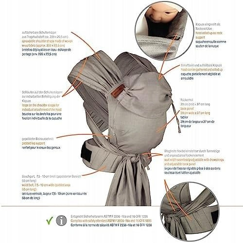 HOPPEDIZ hop-tye buckle ergonomische Babytrage 0–30 Monate – Produktfoto 4