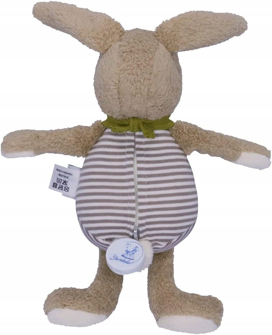 STERNTALER Krolik Happy z pozytywką 24 cm "N. miękka przytulanka królik z paskowanym ubrankiem i uszami