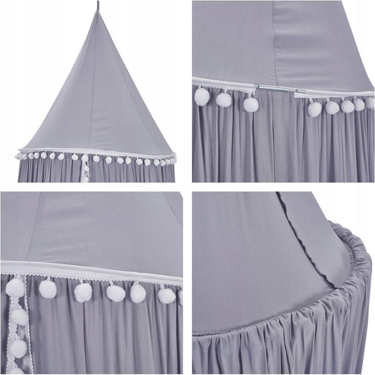 BALDAQUIN sur support avec pompons 240cm