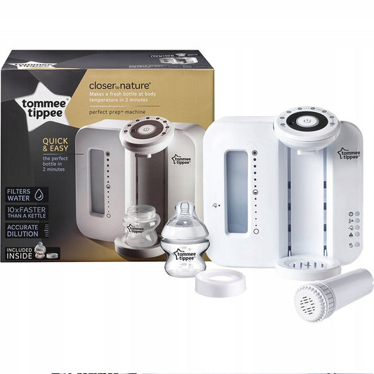 TOMMEE TIPPEE Perfect Prep EKSPRES DO MLEKA 2 min. biały podgrzewacz do mleka z filtrem i butelkami