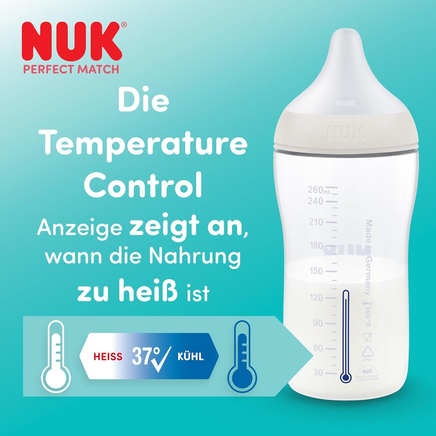 NUK Perfect Match butelka antykolkowa 260 ml 3m+ – zdjęcie produktu 6