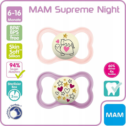 MAM SUPREME NIGHT smoczek silikonowy 6-16msc