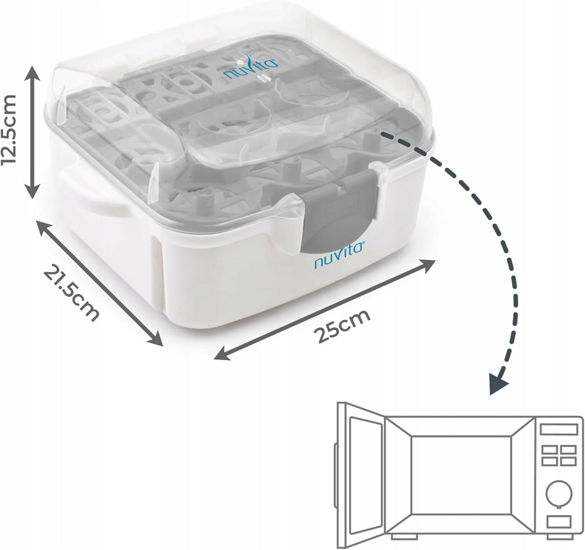 NUVITA 1085 Mikrowellensterilisator für 3 Fläschchen und Zubehör – Produktbild 3