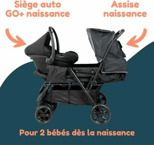 BAMBISOL passeggino doppio + seggiolino auto gruppo 0