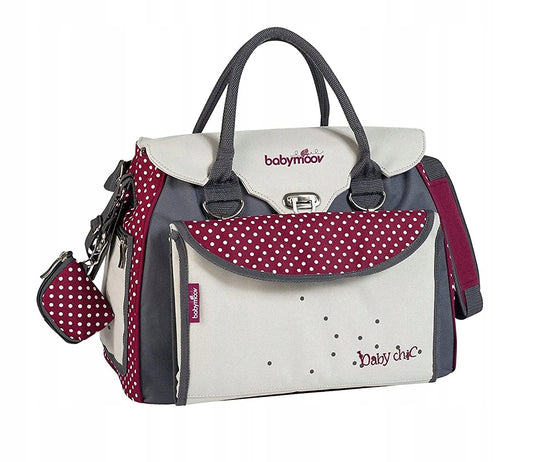 BABYMOOV torba do wózka BABY CHIC + przewijak, beżowo-bordowa torba na pieluchy z przewijakiem