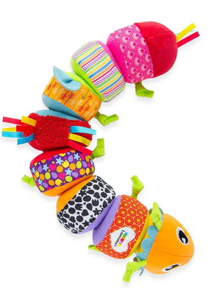 LAMAZE Mix & Match chenille sensorielle avec hochet 8 pièces à scratch 44 cm