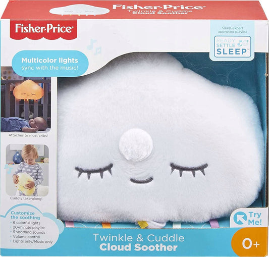 FISHER PRICE senna chmurka usypiacz lampka, miękka przytulanka 0+ z muzyką i kolorowym światłem do łóżeczka