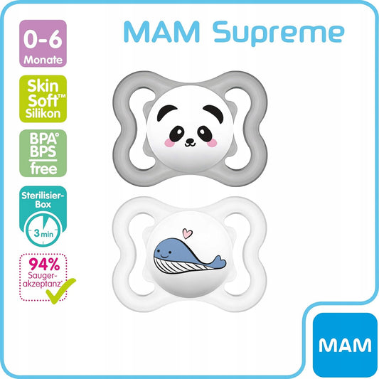 MAM SUPREME smoczek silikonowy 0-6msc x2