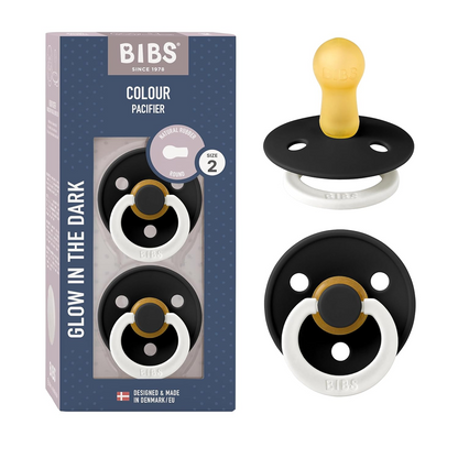 BIBS COLOUR GLOW sucettes apaisantes 2pack caoutchouc 6mois+ LUMINEUX