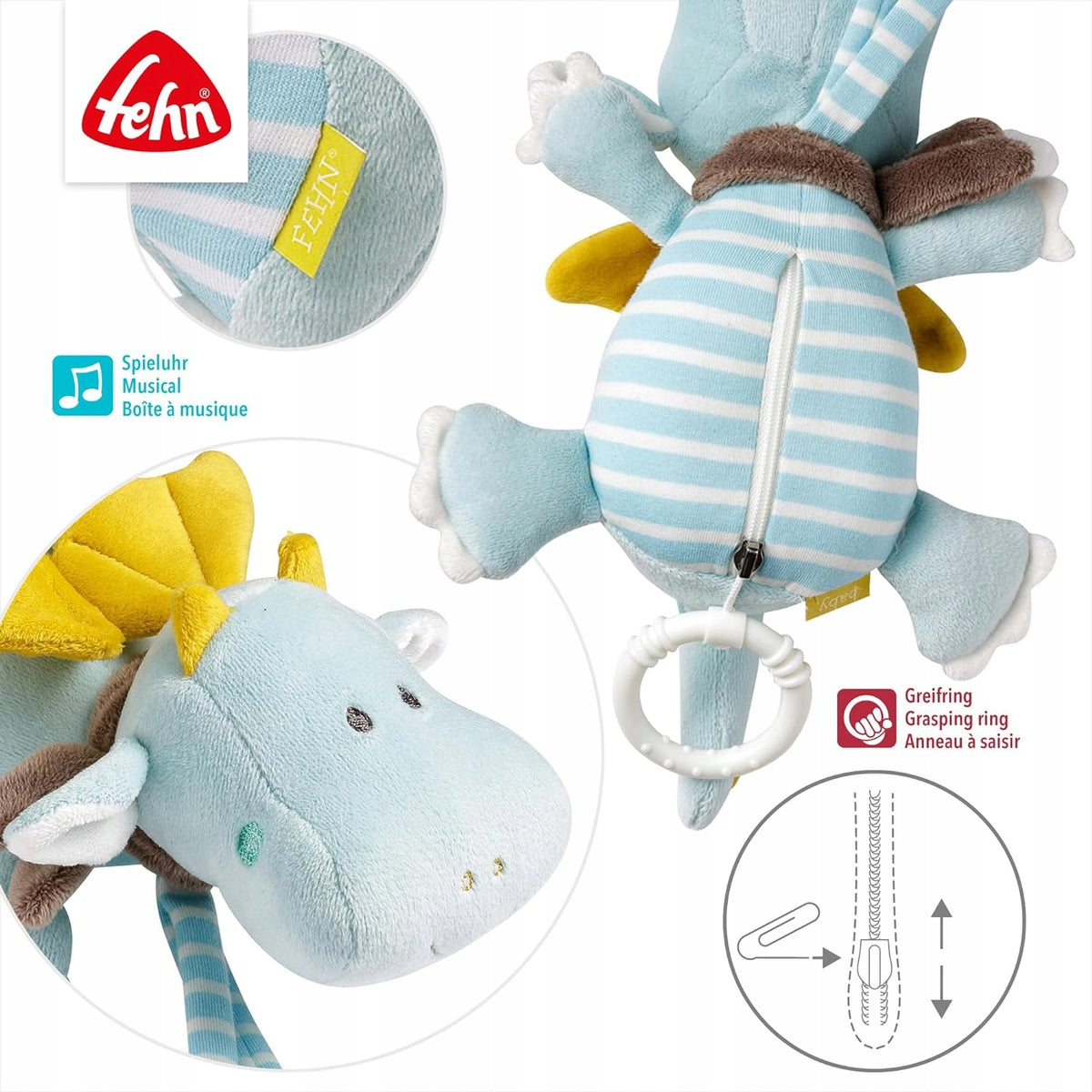 FEHN Petit Château suspension avec boîte à musique DRAGON 19 cm